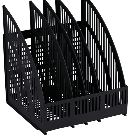 Лоток для бумаг вертикальный СТАММ 'Line', сборный, 4 отделения, черный, ЛТВ-01473