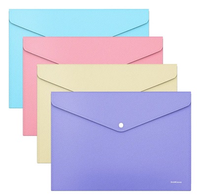 Папка на кнопке 'Erich Krause' А4 Diagonal Pastel ассорти, пластик 0,18 мм , (1шт), 50322