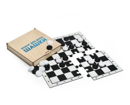 Игра 'Шашки' (с жестким полем,деревянная коробка), 4607155200123
