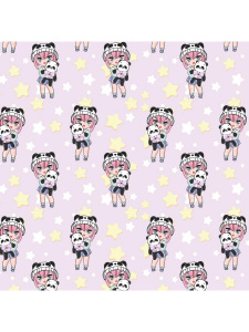 Упаковочная бумага "Аниме девочка и панда", (70х100 см), УБ-4437