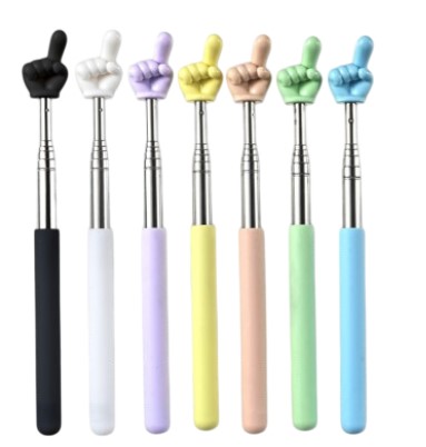 Указка телескопическая С ПАЛЬЦЕМ, макс. длина 65 см, ЧЁРНАЯ, M-20413