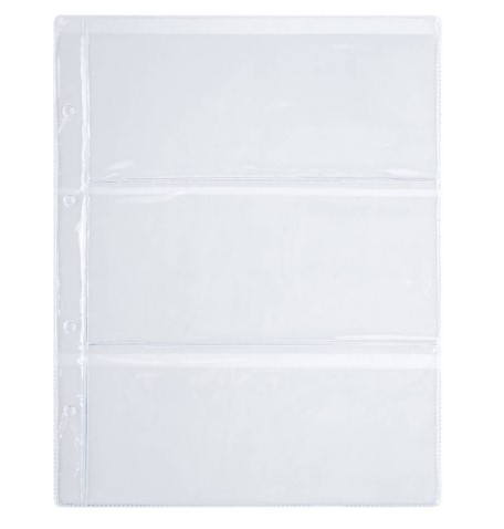 Листы-вкладыши для альбома 'OPTIMA' на 3 боны (купюры),  200х250 мм, ПВХ, STAFF, 238082