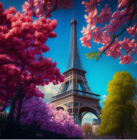 Алмазная мозайка 'Романтичная Франция' (блест.) 20х30 см, на карт с част. заполн. 20 цветов, НД-0986