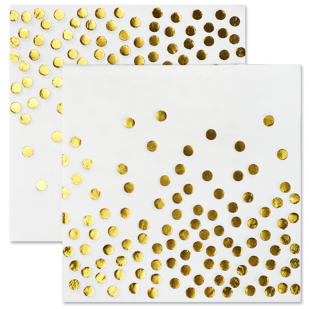 Сервировочные салфетки, Конфетти, Белый/Золото, Металлик, 33х33 см, 12 шт., 623576