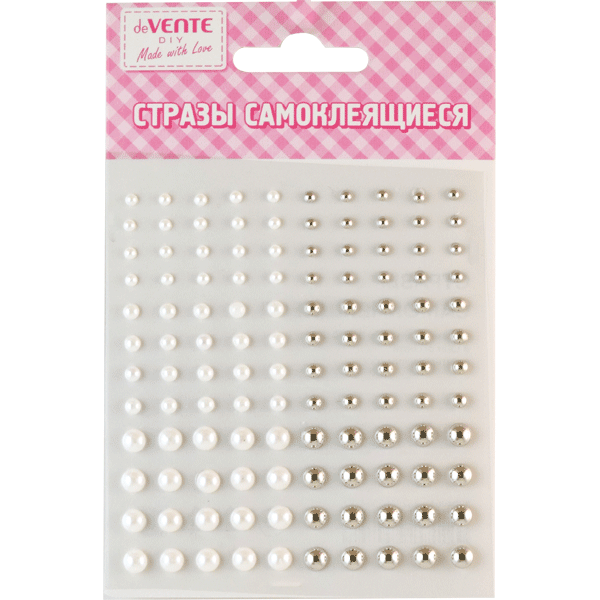 Стразы самоклеящиеся 'deVENTE', Жемчуг, ассорти, карточка 9,5х10,5 см, 8004063