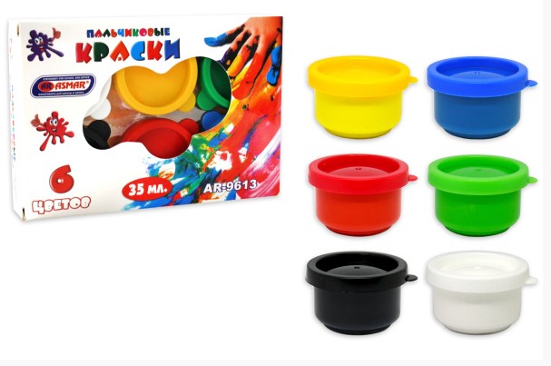 Пальчиковые краски 6 цветов, 35 мл, AR-9613
