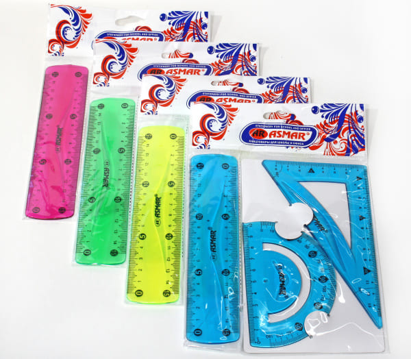 Набор гибкий (линейка, треугольник, транспортир) 15 см, AR-3089