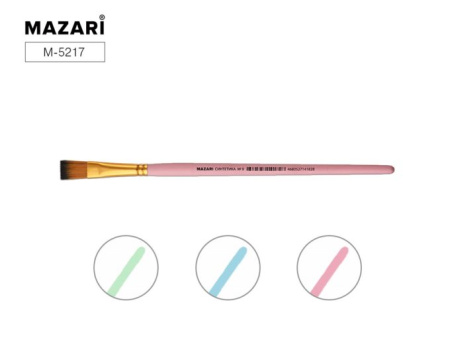 Кисть художественная синтетика №9, плоская, ручка цветная, М-5217