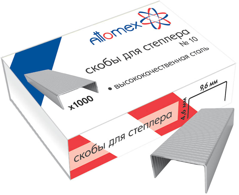 Скобы №10 Attomex оцинкованные (1000 шт;уп), 4141301