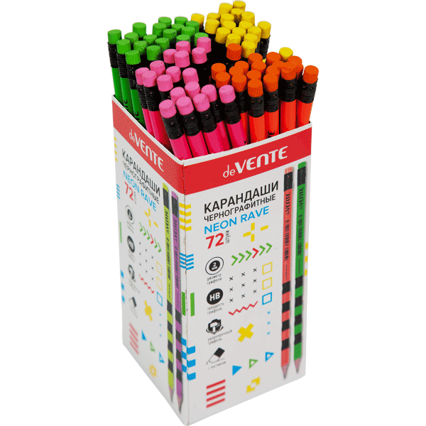 Карандаш чернографитный 'deVENTE. Neon Rave' HB, диаметр грифеля 2 мм, ассорти, 5032905