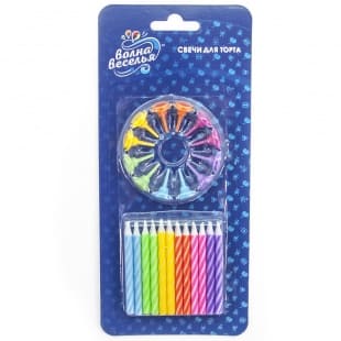 Свечи для торта Волна Веселья 'Яркое ассорти' 6 см, 24 шт, 620102