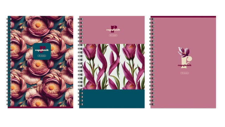 Тетрадь 96л, А4, клетка, на гребне BG Flower story, глянцевая ламинация, Т4гр96_лг 11920