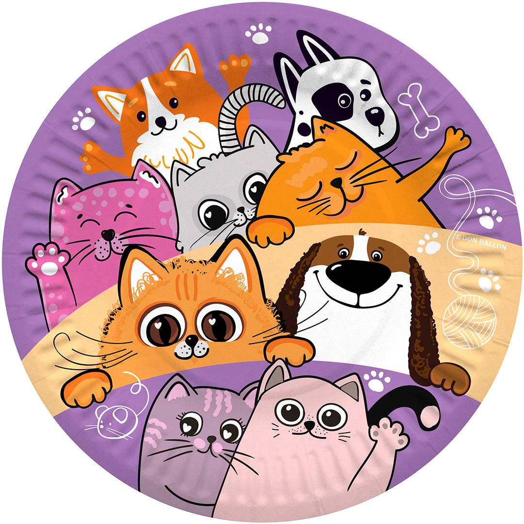 Тарелки (7'';18 см) Кошечки Собачки, (6 шт;уп), 77518