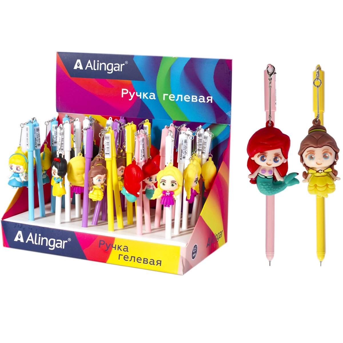 Ручка гелевая ALINGAR, 'Принцессы', 0,5 мм, синяя, игольчатый наконечник, пластик, AL-8417