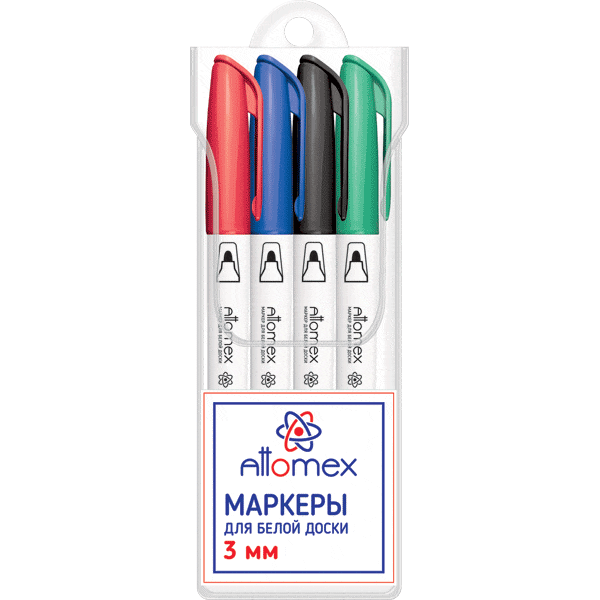 Набор маркеров для белой доски, 'Attomex', 3 мм, (4 шт;уп), 5040705