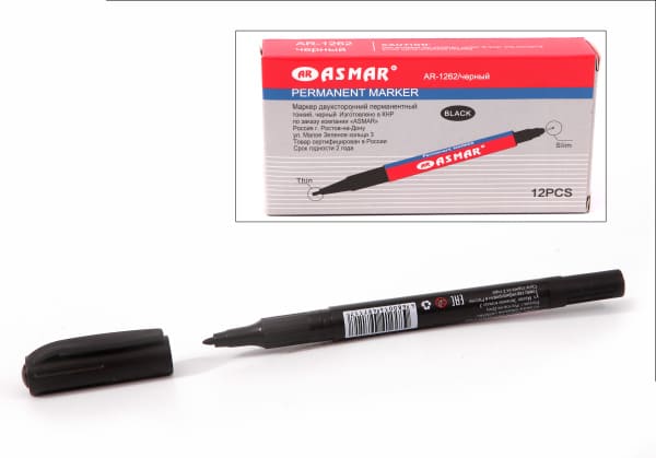 Маркер перманентный черный двухсторонний, AR-1262