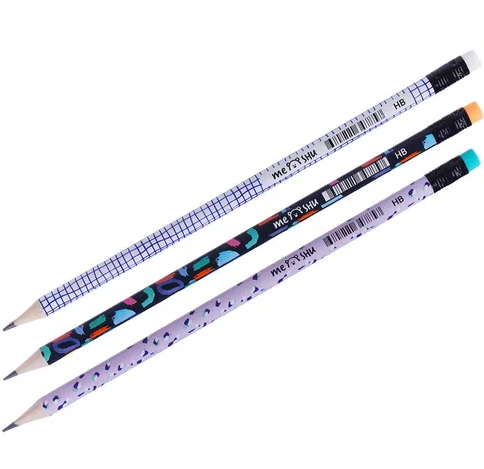 Набор карандашей MESHU 'Memphis' 1 шт , с ластиком , цвета ассорти, 311352