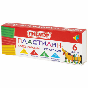 Пластилин классический 6 цв.ПИФАГОР 