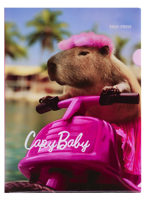 Папка-уголок А4, 'Капибарби', 180 мкм, пластиковая, ПК-2847