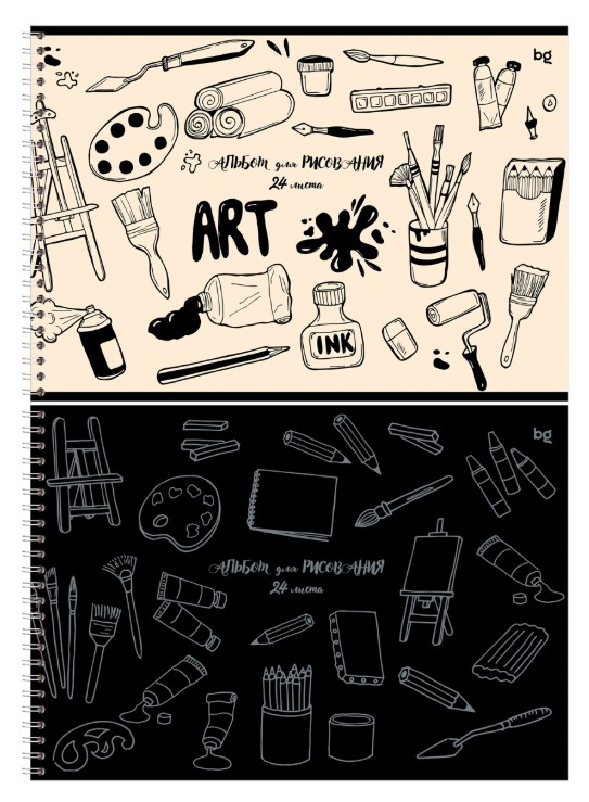 Альбом для рисования 24л., А4, на гребне BG Mono-art, АР4гр24 08629