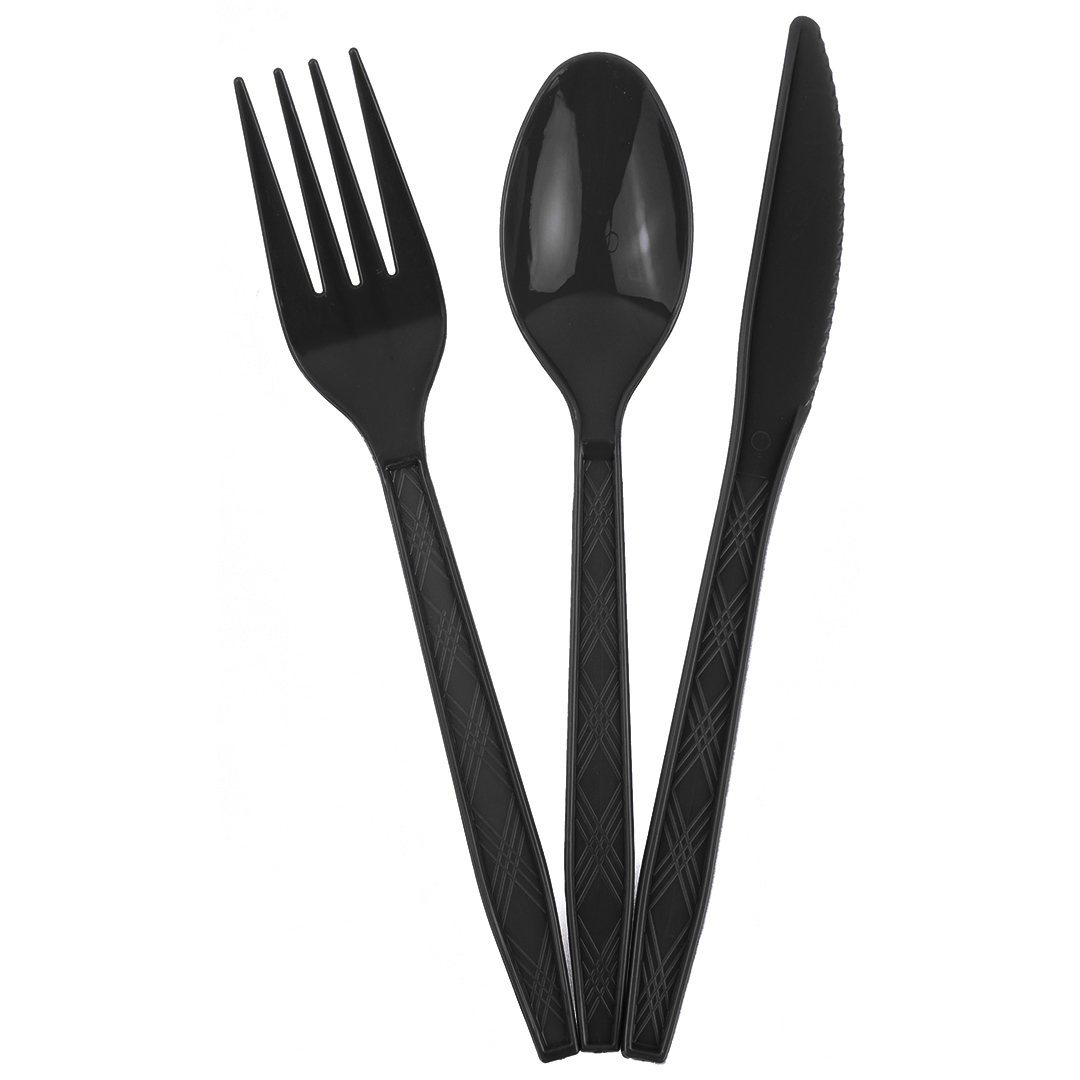 Набор столовых приборов, Вилки, Ложки, Ножи- 3~6 шт, Черный, 15 см, 18 шт. в упак. , 6231849