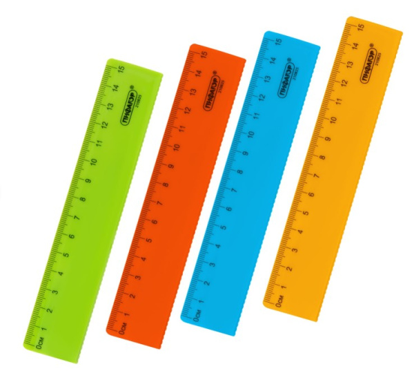 Линейка пластиковая 15 см, ПИФАГОР, неоновая, ассорти, с волнистым краем, 210825
