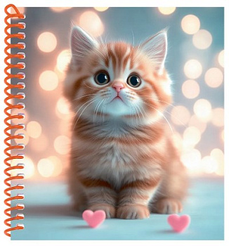 ЗАПИСНАЯ КНИЖКА А6 80л. МИЛЫЙ КОТИК цветная спираль, ЗК80-0751