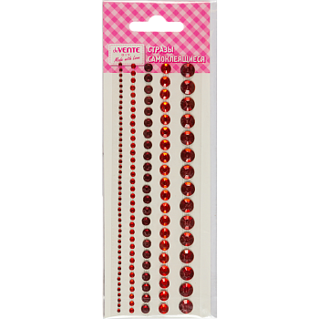 Стразы акриловые самоклеящиеся, deVENTE DIY Jewelry 140 шт, круглые, рубиновые, 8002561