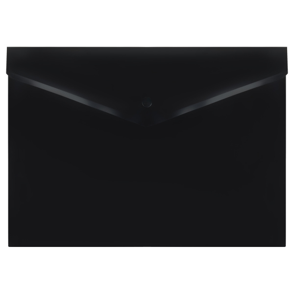 Папка-конверт на кнопке СТАММ А4, 150 мкм, непрозрачная, черная, ММ-31312