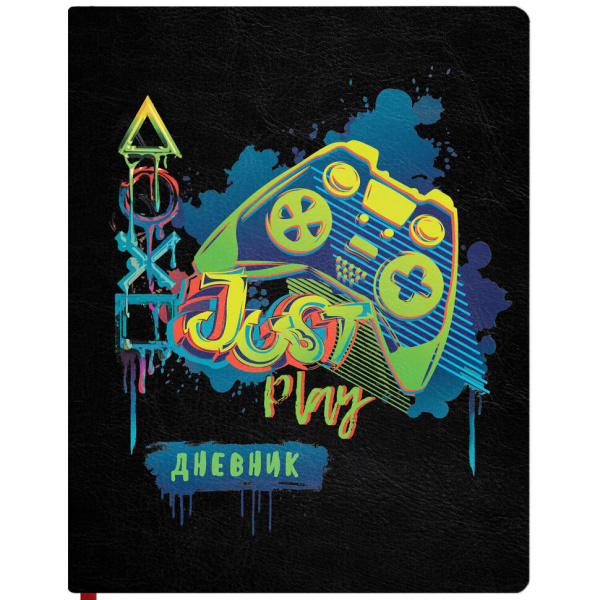 Дневник 1-11 класс 48 л., кожзам (твердая), шелкография, BRAUBERG, 'Джойстик', 106935