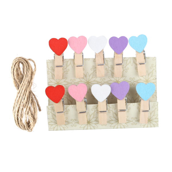 Декоративные прищепки, 'Сердечки' ассорти , 3,5 см, (10 шт;уп), 6232423