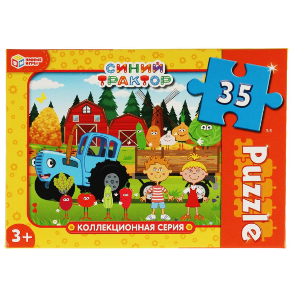 Макси-пазлы в коробке. 35 деталей. 180х127х35 мм, 'Синий Трактор', 328979