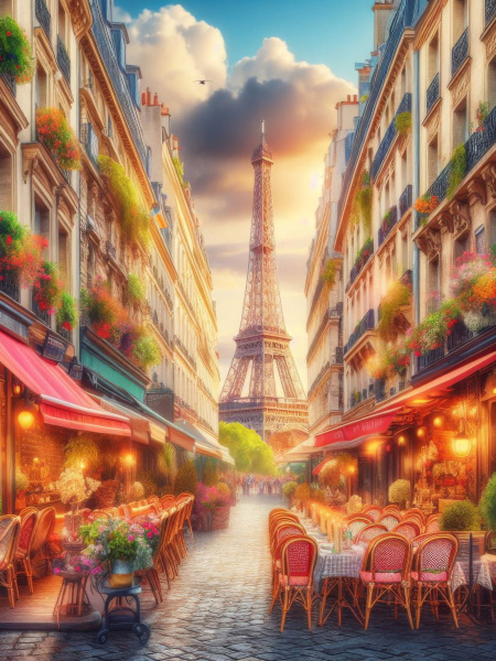 Алмазная мозайка (клас) 40х50 см, с подр, Уютный Париж, НД-8936