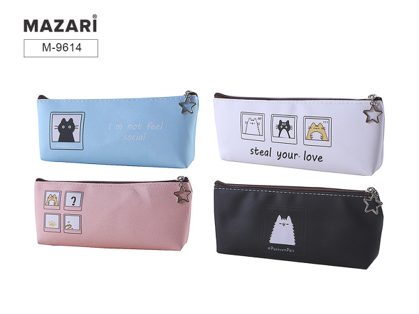 Пенал FEEL 20х8х3,5 см, на молнии, полиуретан, 4 дизайна, М-9614
