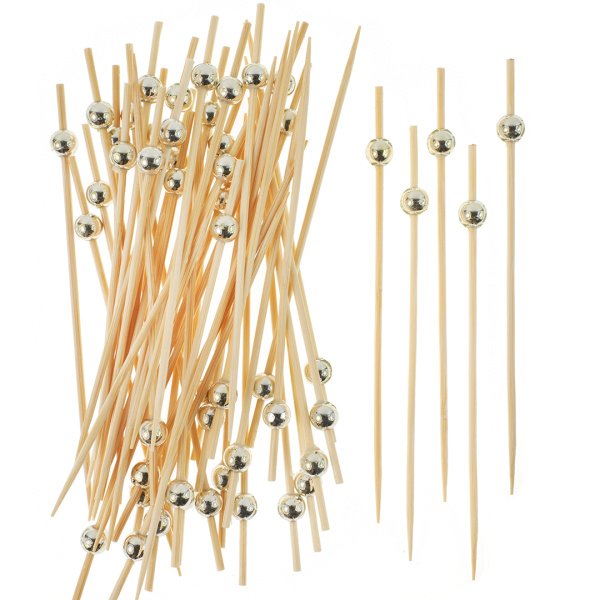 Пики Топперы, с бусинами, Серебро, 12см,50шт. 'Волна веселья', 6231647